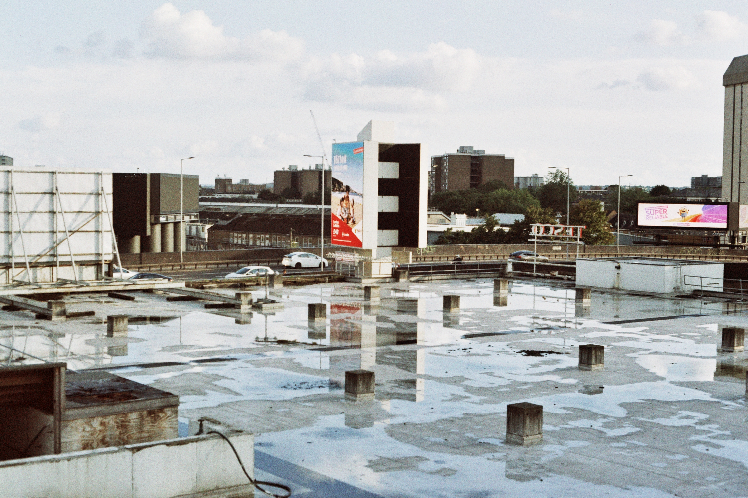 Wet parking garage roof